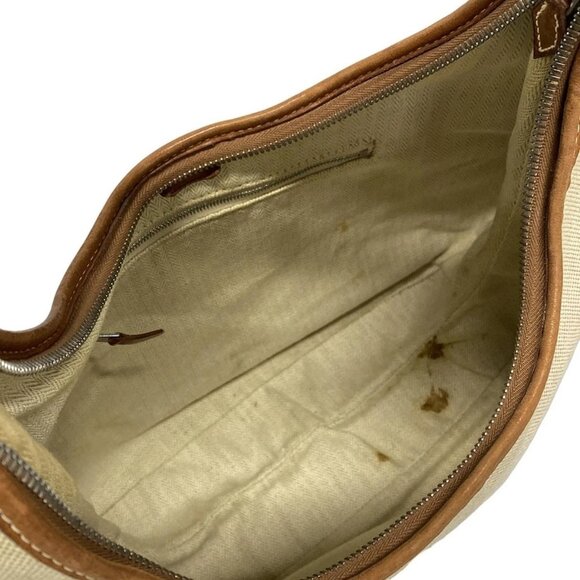 Auth HERMES Gao - Beige Brown Toile H Leather Square E Shoulder Bag - Picture 13 of 16